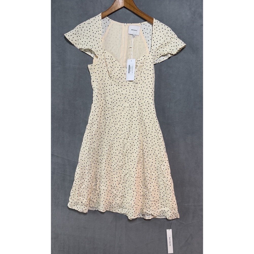 NWT Reformation Salt And Pepper Novia Polkadot Print Flutter Sleeve Dress Size 0